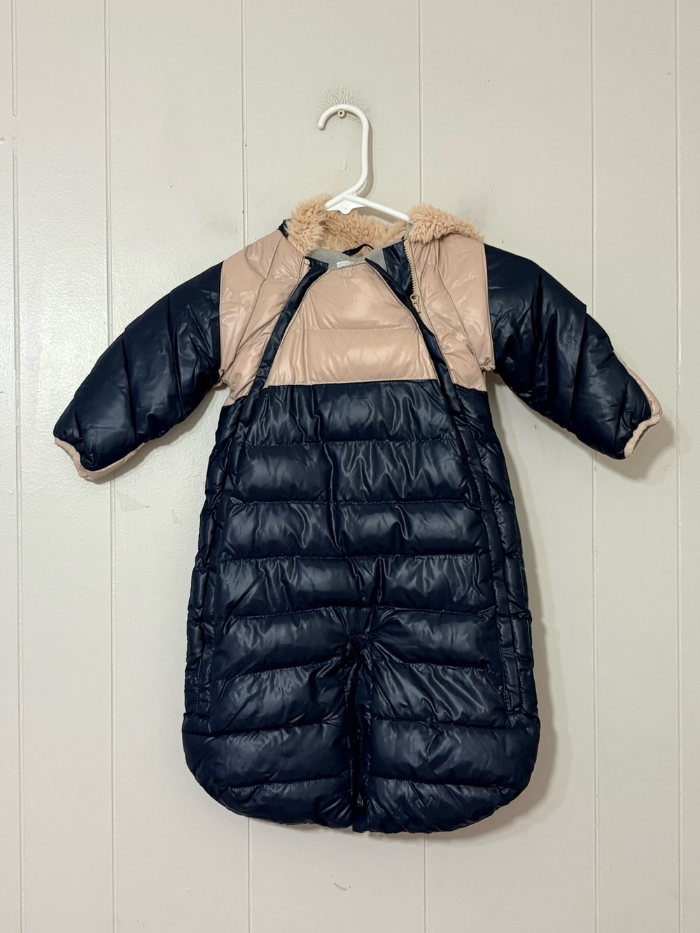 7 A.M. Enfant Doudoune Bunting Snowsuit Midnight Beige 6-12 Months NWT Winter